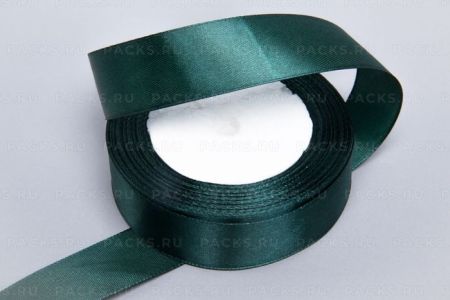 Лента атласная 25мм 25м темно-зеленая 5/5