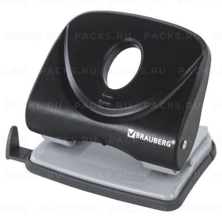 Дырокол на 25 листов BRAUBERG "Flagman" большой, черный 1/6