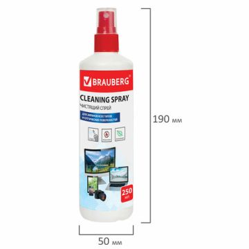 Чистящая жидкость-спрей BRAUBERG для экранов мониторов и оптич. поверх. 250 мл 1/24