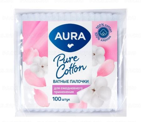 Ватные палочки (100шт) пакет AURA 1/120