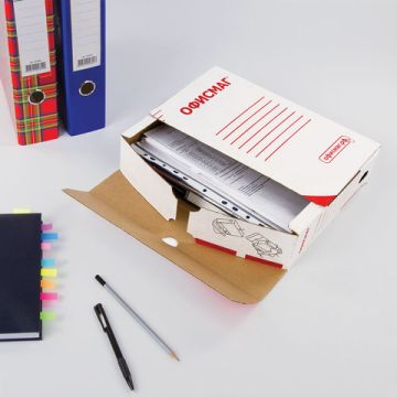 Короб архивный с клапаном А4 (260х325мм) 150мм до 700л белый Офисмаг 1/50 (Клиент)