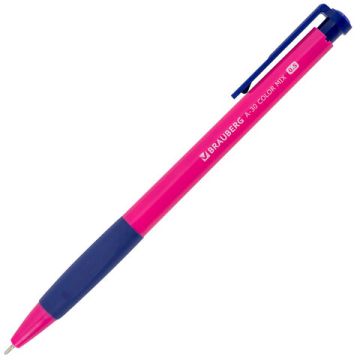 Ручка шариковая автомат синяя узел 0,5мм BRAUBERG A-30 COLOR MIX 1/50