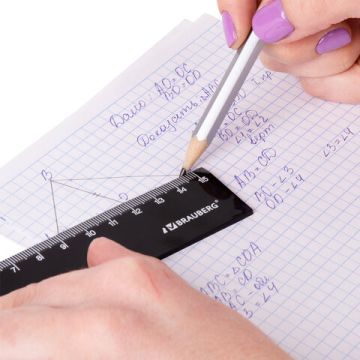 Линейка 15см пластиковая черная BRAUBERG 1/48 (Клиент)