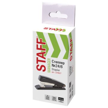 Степлер №24/6 26/6 до 20л металлический черный Manager STAFF 1/12/120