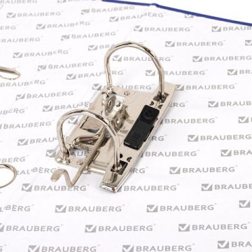 Папка-регистратор А4 50мм BRAUBERG, прочная, с уголком,синяя, с покрытием из полипропилен