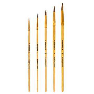 Кисти НАБОР 5шт ПОНИ, круглые № 1,2,3,4,5 блистер ЮНЛАНДИЯ 1/12