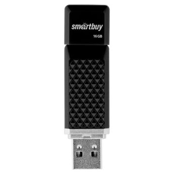 Флэш-диск 16 GB SMARTBUY Quartz, USB 2.0, черный SB16GBQZ-K 1/100 (Клиент)