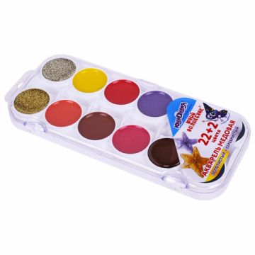 Краски акварельные 22+2цв медовые (золото-серебро) ЮНЛАНДИЯ Юный Волшебник 1/24
