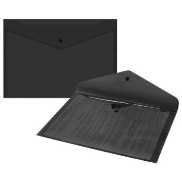 Папка-конверт А4 с кнопкой до 100л черная BRAUBERG 1/12