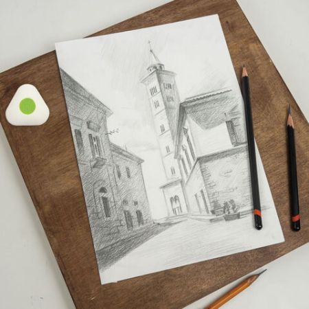 Ластик 35х35х10мм треугольный, пластиковый держатель STAFF College 1/36