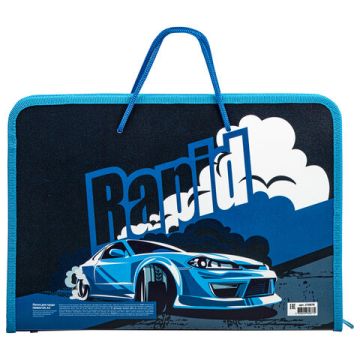 Папка для труда на молнии с ручками ПИФАГОР А4, 1 отд, пластик, органайзер, Rapid engine, 270878