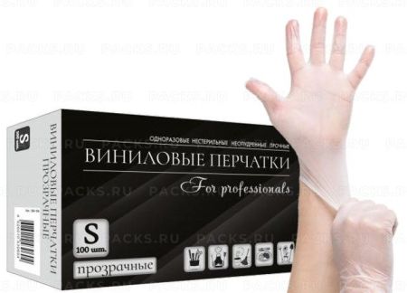 Перчатки смотровые виниловые неопудренные ЭМ S 50/500