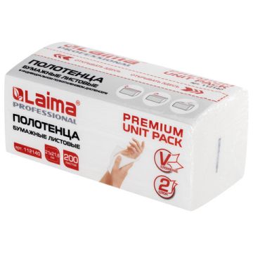 Полотенца бумажные 2сл 200л белые 21х21,6см (V) LAIMA (Система H3) PREMIUM UNIT PACK 1/20 (Тендер)