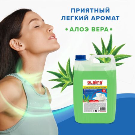 Средство жидкое для мытья посуды 5л ЛАЙМА PROFESSIONAL Алоэ Вера канистра 1/4 (клиент)