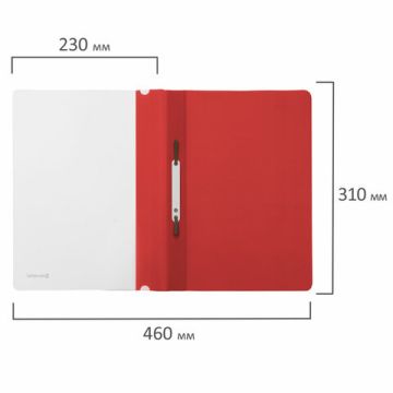 Папка скоросшиватель с прозр верхн лист BRAUBERG А4 красный 1/25/400