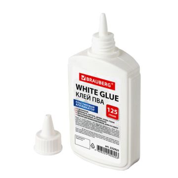 Клей ПВА 125г бумага картон дерево BRAUBERG 1/40