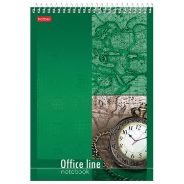 Блокнот 60л А5 145х205мм клетка спираль картон жесткая подложка HATBER Office Line 1/4/64